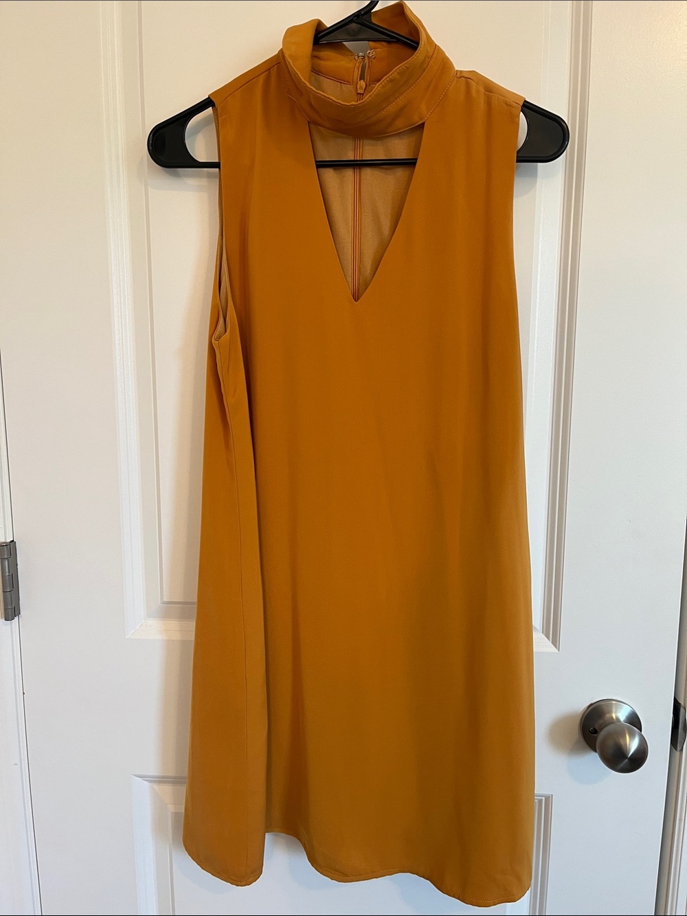 Mock Neck Sleeveless Dress in Mustard